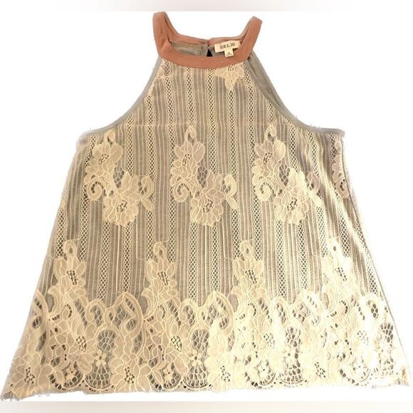 Tailor & Sage Tops - Tailor & Sage laced halter  gray tank top Sz XS
